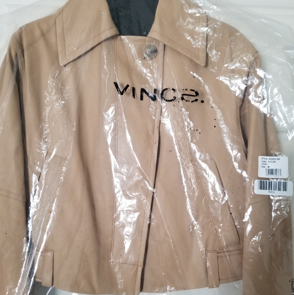 Vince Cropped Leather Flight Jacket